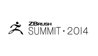 Black logo featuring a stylized human figure next to the text ZBRUSH SUMMIT 2014 on a white background.