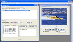 A computer software interface displaying a video player window and a file list.