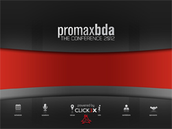 Black and red graphic for PromaxBDA The Conference 2012 with sponsor icons at the bottom.