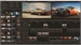 A video editing software interface displaying a timeline and two video preview windows featuring cars.