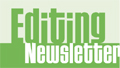 Text reads "Editing Newsletter" in a stylized green font against a light green background.