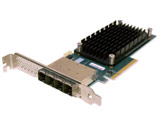 A computer expansion card featuring a large black heatsink and metal interface ports.