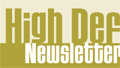 Text reads "High Def Newsletter" in a bold, stylized font with a muted gold background.