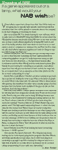 A vertical column of text discussing wishes and professional goals related to NAB.