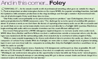 Text article discussing the role of Foley audio production in WWE promotional content.