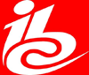 Stylized white lowercase letters 'i' and 'b' intertwined with a curved shape on a red background.