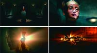 Collage of four dark, cinematic film stills featuring a woman and dramatic lighting.