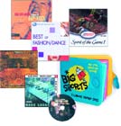 Assorted music album covers and a single CD displayed together.