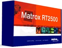 A blue and orange product box with the text Matrox RT2500 printed on the front.