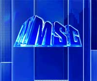 Stylized blue 3D letters spelling MSC against a blue background with vertical lines.