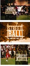 Collage of basketball scenes with text overlays reading 'SHANE THE MACHINE', 'STREET BALL', and 'SKIP TO MY LOU'.