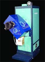 A teal and blue industrial machine with a blue angled component labeled DLP Cytome.