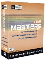 A tan software box for Waves TDM Masters featuring various plugin names.
