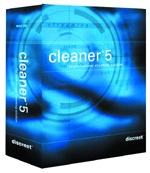 A blue software box for Cleaner 5 by Discreet featuring circular graphic patterns.