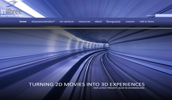 A blue, motion-blurred perspective of a curved tunnel with a website navigation menu at the top.