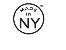 A black circular logo containing the text MADE IN NY.