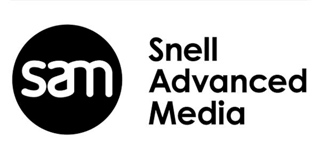 Black circle containing the white lowercase text 'sam' next to the words 'Snell Advanced Media'.