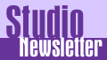 Purple text on a light purple background reads "Studio Newsletter".